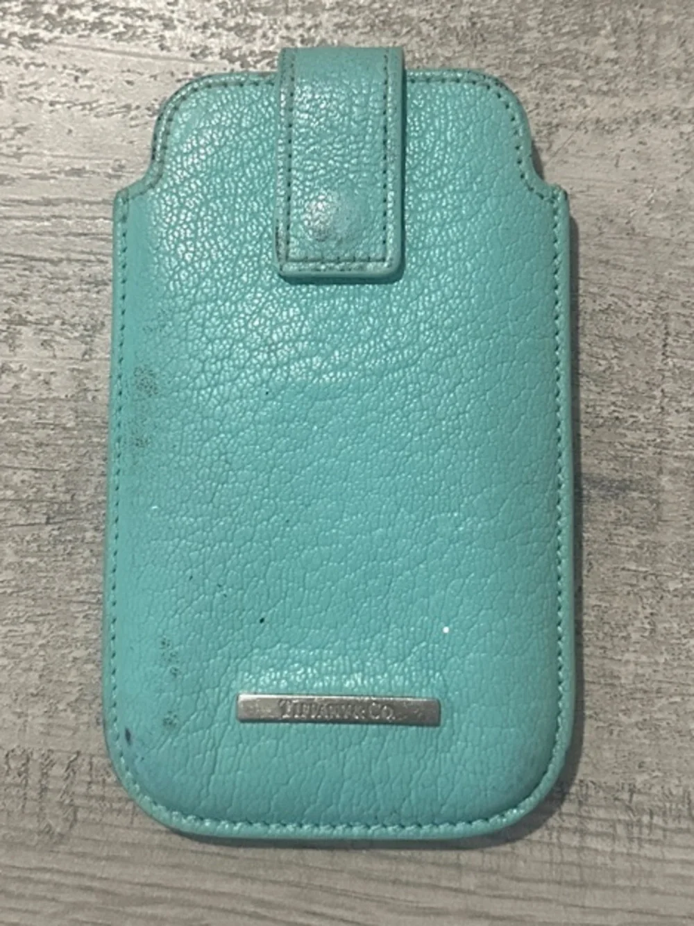 Tiffany & Co. Turquoise Leather Phone/Card Sleeve with Magnetic Strap